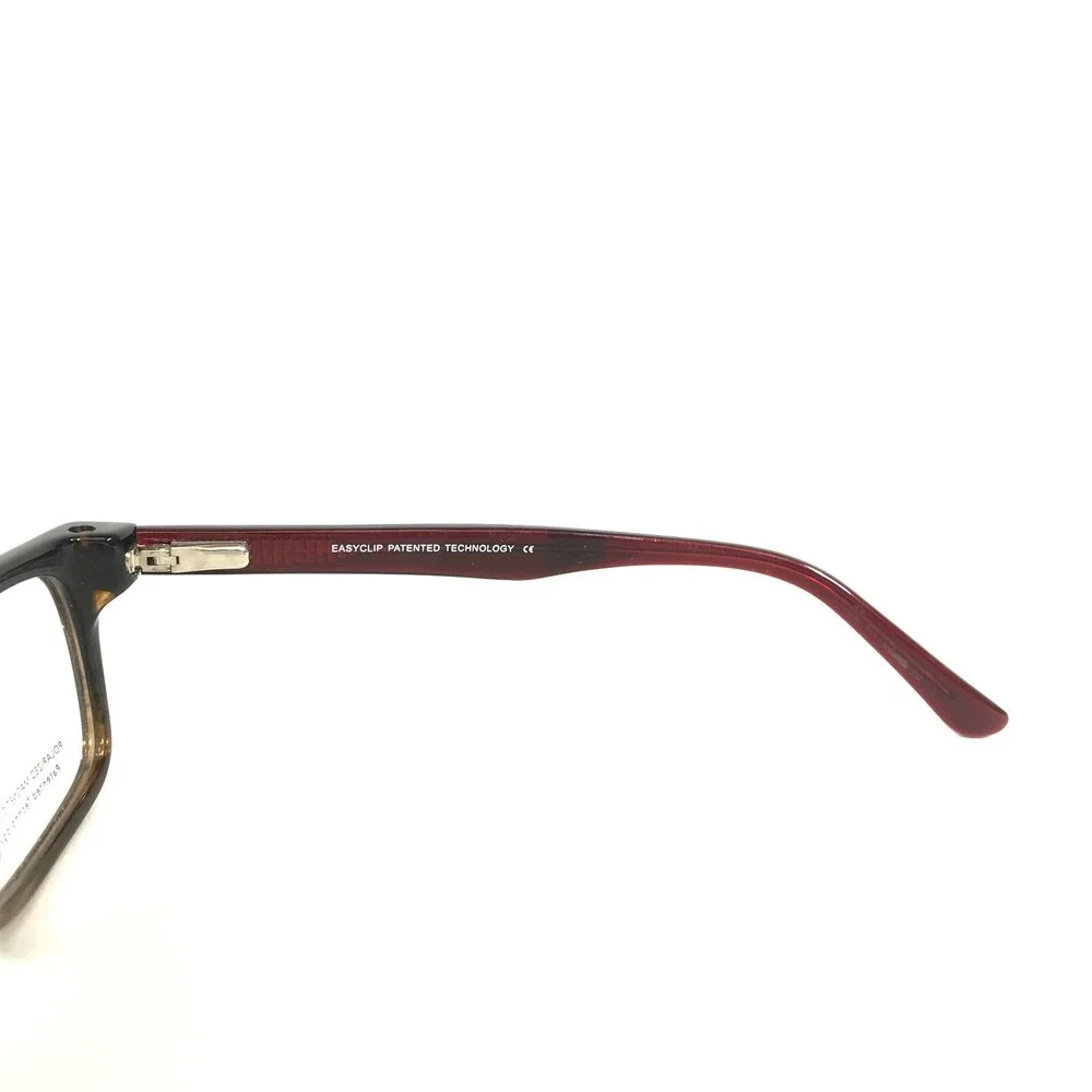 Easyclip Eyeglasses Frames WF EC3285 BROWN Red Square with Clip On Lenses